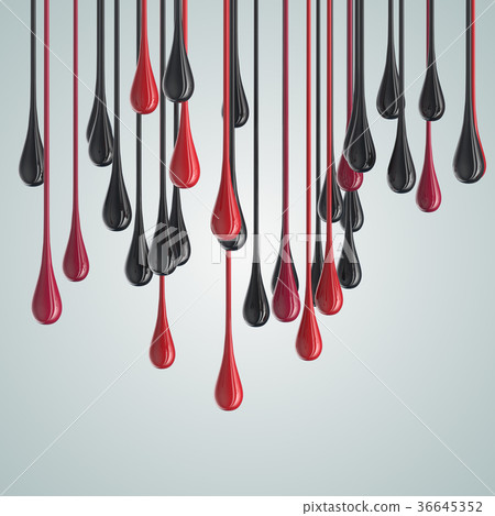 3D red and black glossy paint drop blobs 36645352