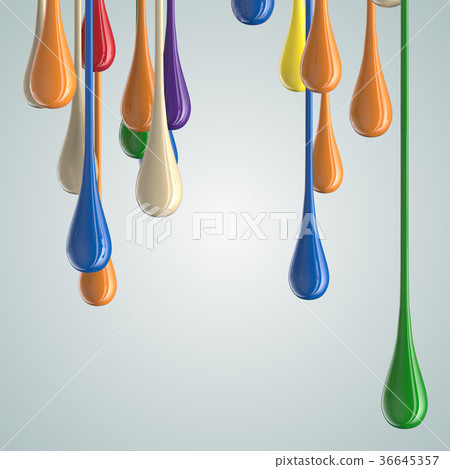 3D color glossy paint drop blobs 36645357