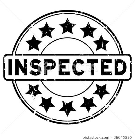 Grunge black inspected round rubber seal stamp 36645850
