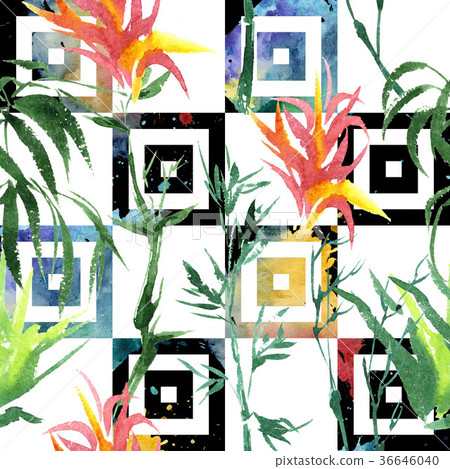 Tropical bamboo in a watercolor style isolated. Tropical bamboo in a watercolor style isolated. 36646040