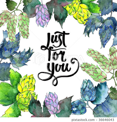 Wildflower hops flower frame in a watercolor style 36646043