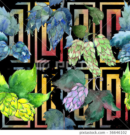 Wildflower hops flower pattern in a watercolor 36646102