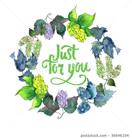 Wildflower hops flower wreath in a watercolor 36646104