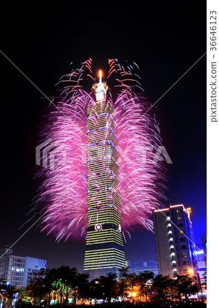 New Year's fireworks, 101 New Year's fireworks, fireworks, Taipei 101 fireworks, Taipei 101 building fireworks, 101 fireworks, 101 building fireworks, night view 36646123