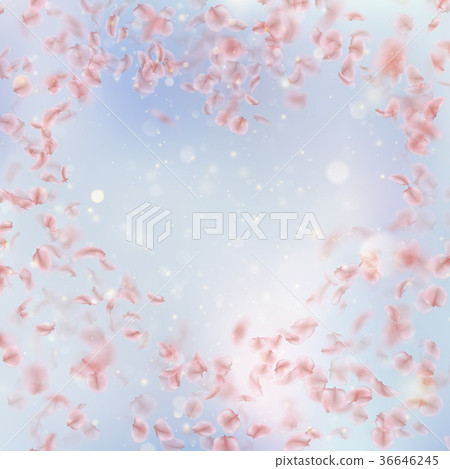 Sakura flying downwind petals on wind. EPS 10 36646245