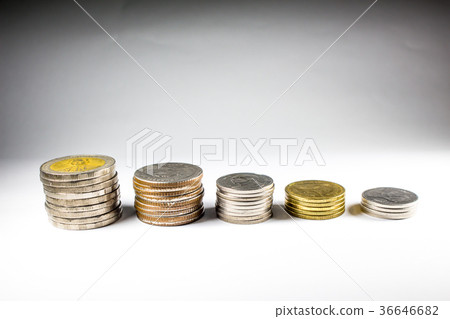 Stack of coins with the king. Stack of coins with the king. 36646682