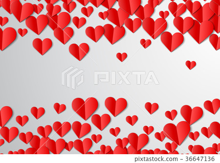 Valentines Day card with cut paper hearts - Stock Illustration ...
