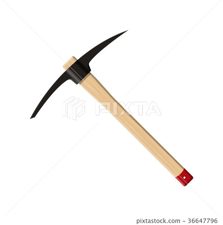Wooden pickaxe with iron tip. 36647796