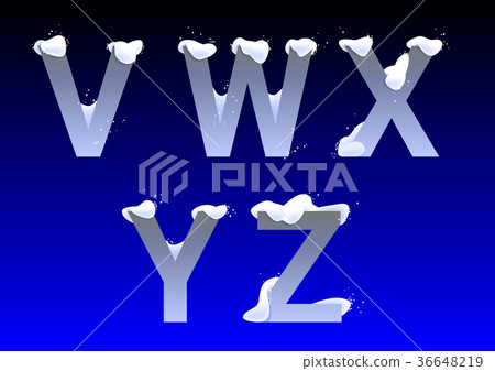 V, W, X, Y, Z letters with snow caps 36648219