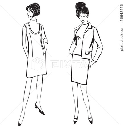 Stylish woman. Fashion dressed girl 1960's style 36648256