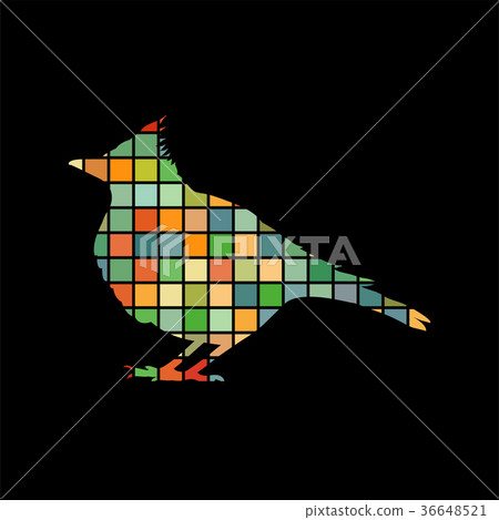 Skylark lark bird mosaic color silhouette animal Skylark lark bird mosaic color silhouette animal 36648521