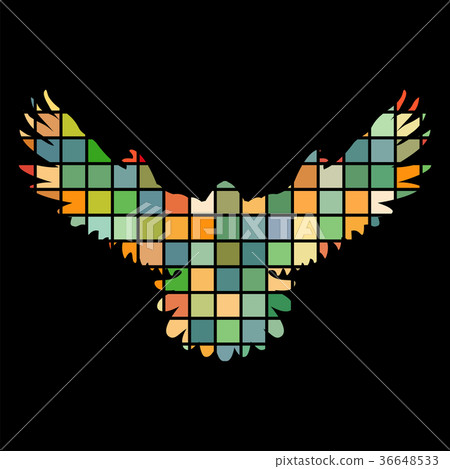 Falcon hawk bird mosaic color silhouette animal 36648533