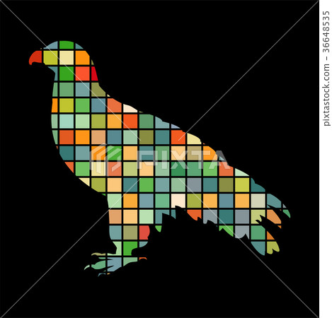 Orlan hawk bird mosaic color silhouette animal 36648535