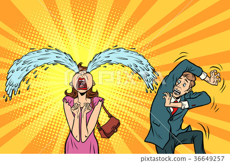 Whimsical weeping woman and funny fright men Whimsical weeping woman and funny fright men 36649257