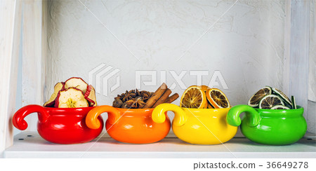 dried fruits in colored cups dried fruits in colored cups 36649278