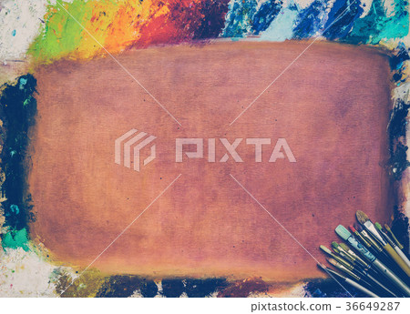Paint and brush on the palette Paint and brush on the palette 36649287