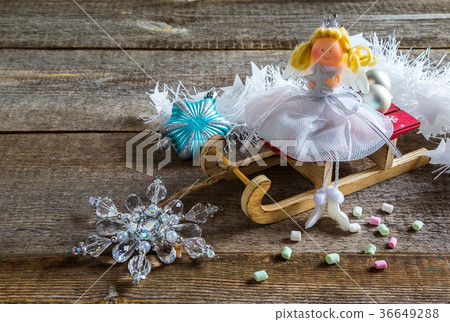 beautiful snow maiden in Santa Claus sleigh beautiful snow maiden in Santa Claus sleigh 36649288