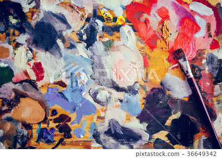 artist's palette with brushes 36649342