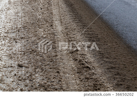 Dirty snow on the road 36650202