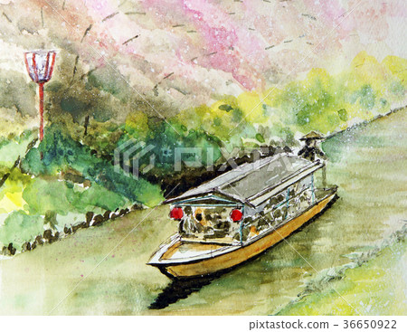 Hanami的船屋手寫素描柳川 36650922