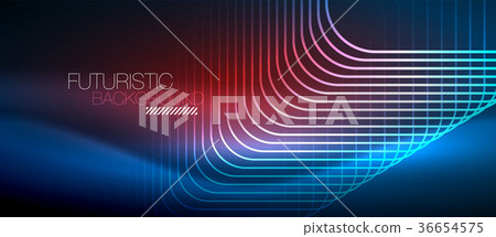 Neon glowing techno lines Neon glowing techno lines 36654575