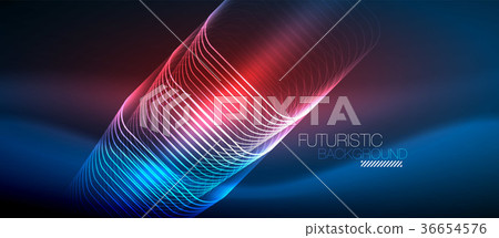 Neon glowing techno lines 36654576