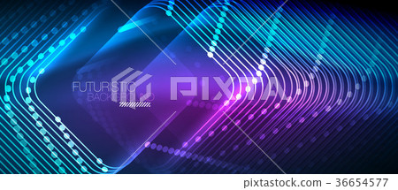 Neon glowing techno lines Neon glowing techno lines 36654577