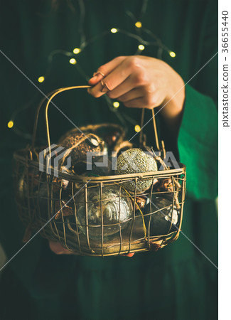 Christmas, New Year tree vintage toys in hands of 36655440