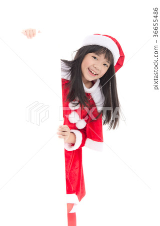 Beautiful Asian girl in santa claus uniform 36655486