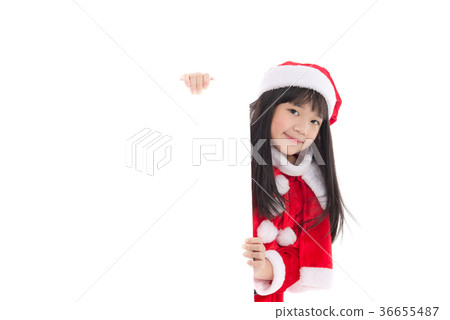 Beautiful Asian girl in santa claus uniform 36655487