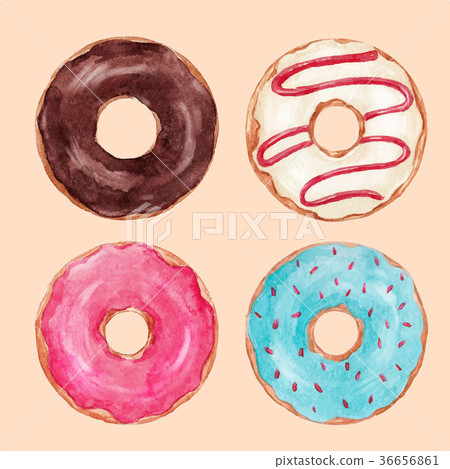 Watercolor tasty donuts vector set - Stock Illustration [36656861] - PIXTA