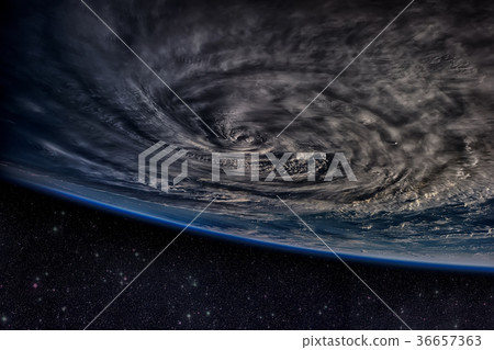 Typhoon over planet Earth - satellite photo. 36657363