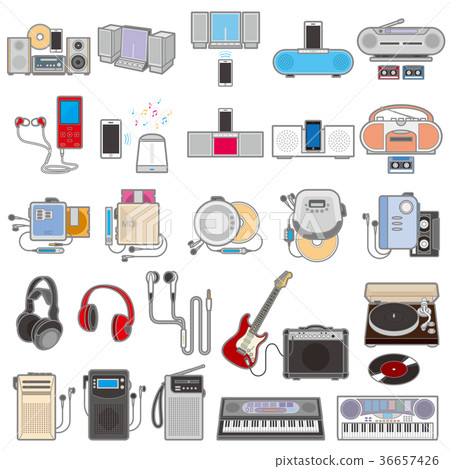 Illustrations of various appliances / music 36657426