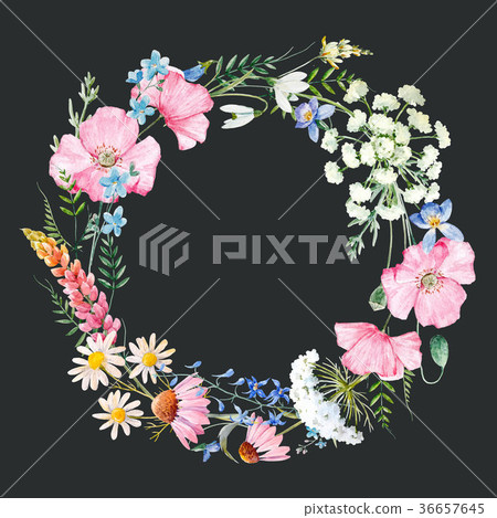 Watercolor floral wreath Watercolor floral wreath 36657645