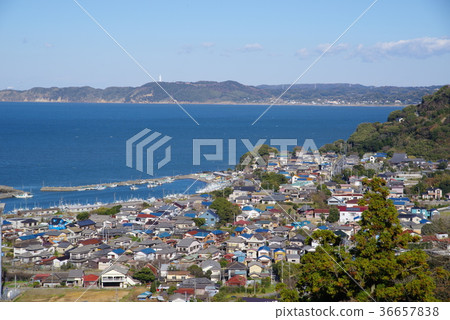 竹岡的城鎮和海洋，千葉縣富津市和東京灣的觀音 36657838
