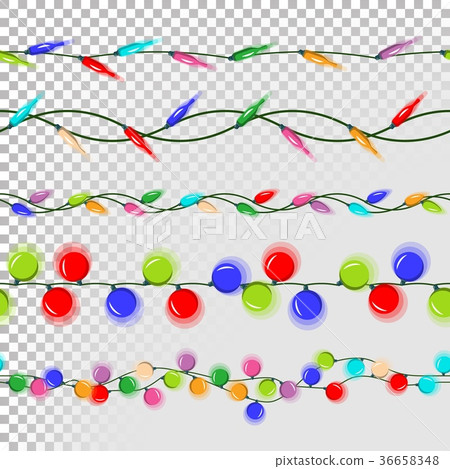 Christmas Lights Decorations Vector. Flat Lights Christmas Lights Decorations Vector. Flat Lights 36658348