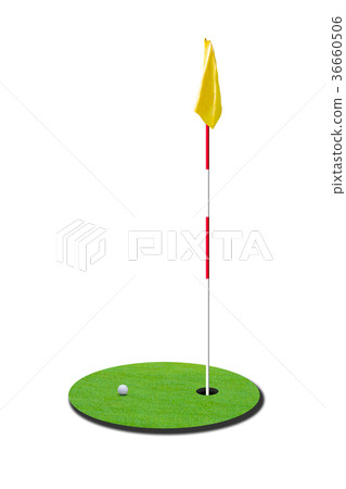 Golf on green and hole with the flag isolated  36660506