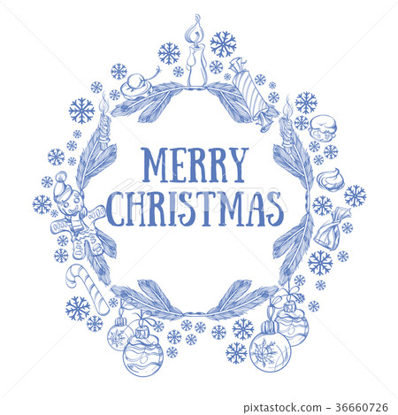 Beautiful Christmas round frame made of branches. 36660726