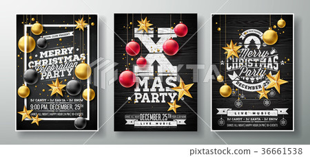 Vector Merry Christmas Party Flyer Illustration Vector Merry Christmas Party Flyer Illustration 36661538