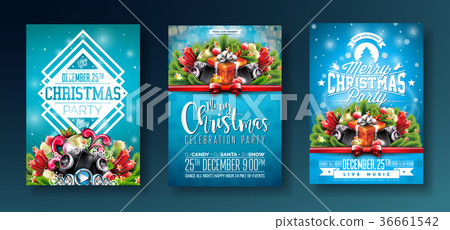 Vector Merry Christmas Party design with holiday Vector Merry Christmas Party design with holiday 36661542