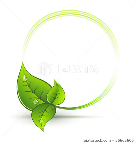 Green leaves round frame - Stock Illustration [36662606] - PIXTA