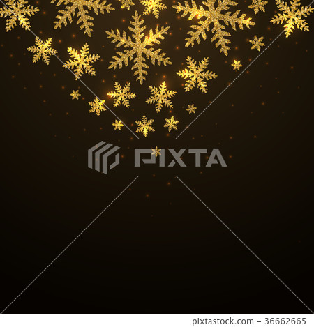 Christmas background with falling gold snowflakes - Stock Illustration ...