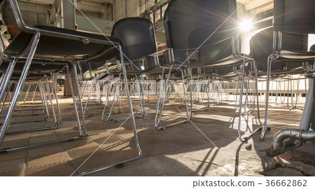 empty chairs at a workshop with backlit empty chairs at a workshop with backlit 36662862