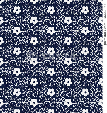 Seamless Chinese Blue Botanic Flower Background 36662957