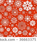 Seamless red and white snowflake background 36663375