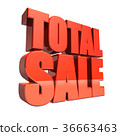 Red total sale 3D text on white background. 36663463