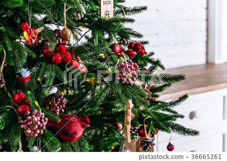 Christmas living room with Christmas tree and gift Christmas living room with Christmas tree and gift 36665261