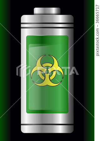 Green Metal with Glass Battery. Biohazard Symbol 36665717