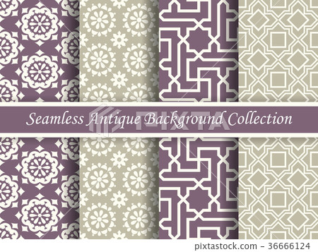 Antique seamless elegant purple background set Antique seamless elegant purple background set 36666124
