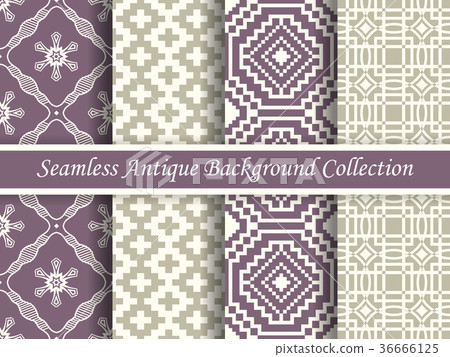 Antique seamless elegant purple background set 36666125